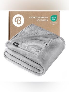 Bare Home King Size Microplush Blanket Ultra Soft Fleece in Gray
